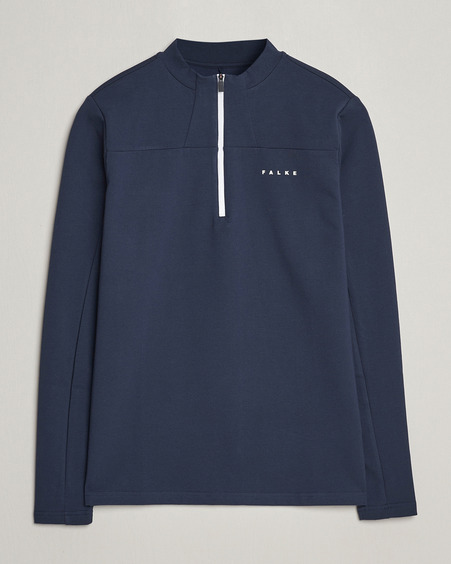 Heren | Truien | Falke Sport | Falke Organic Cotton Mix Half Zip Space Blue