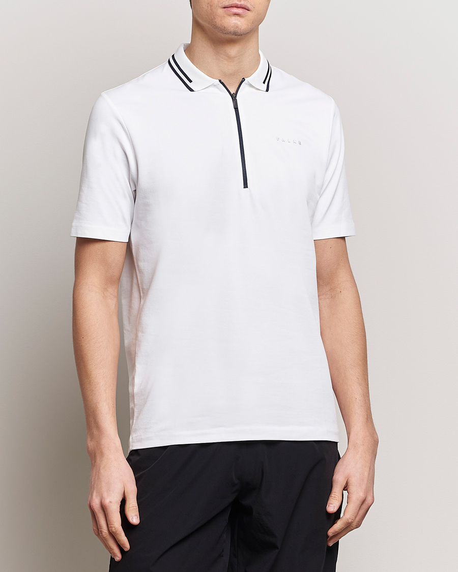 Heren | Active | Falke Sport | Falke Zip Polo Shirt White
