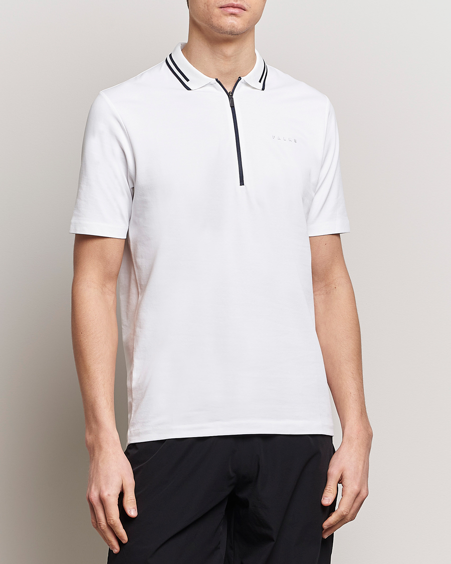 Heren | Falke Sport | Falke Sport | Falke Zip Polo Shirt White