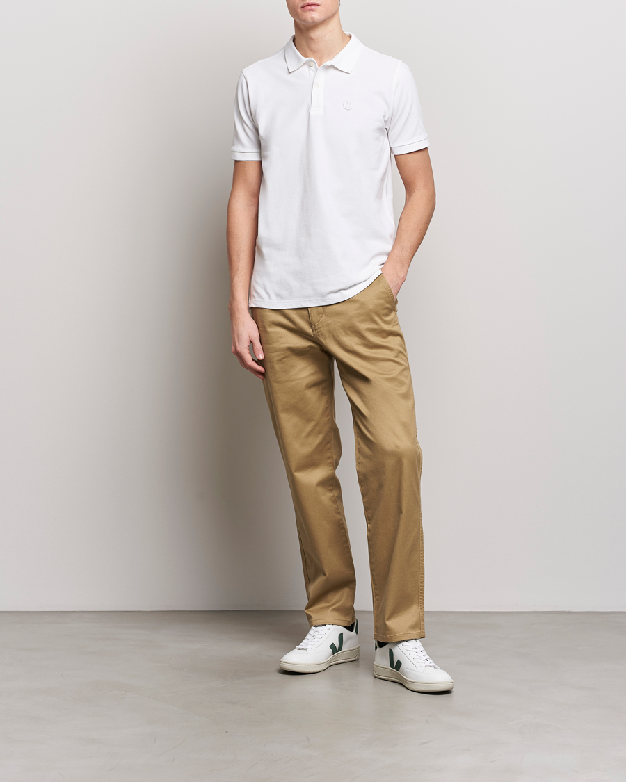 Heren | Polo's | KnowledgeCotton Apparel | Toke Badge Polo Bright White