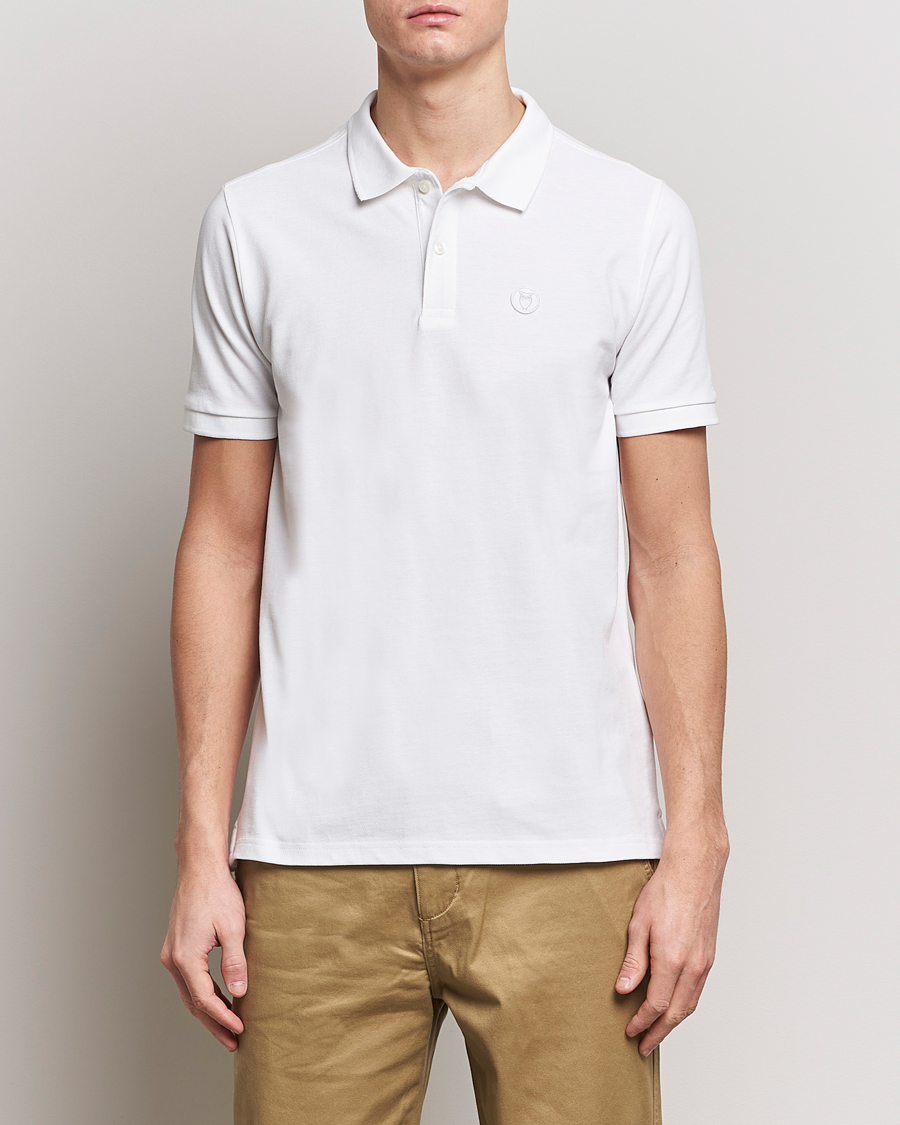 Heren | Polo's | KnowledgeCotton Apparel | Toke Badge Polo Bright White