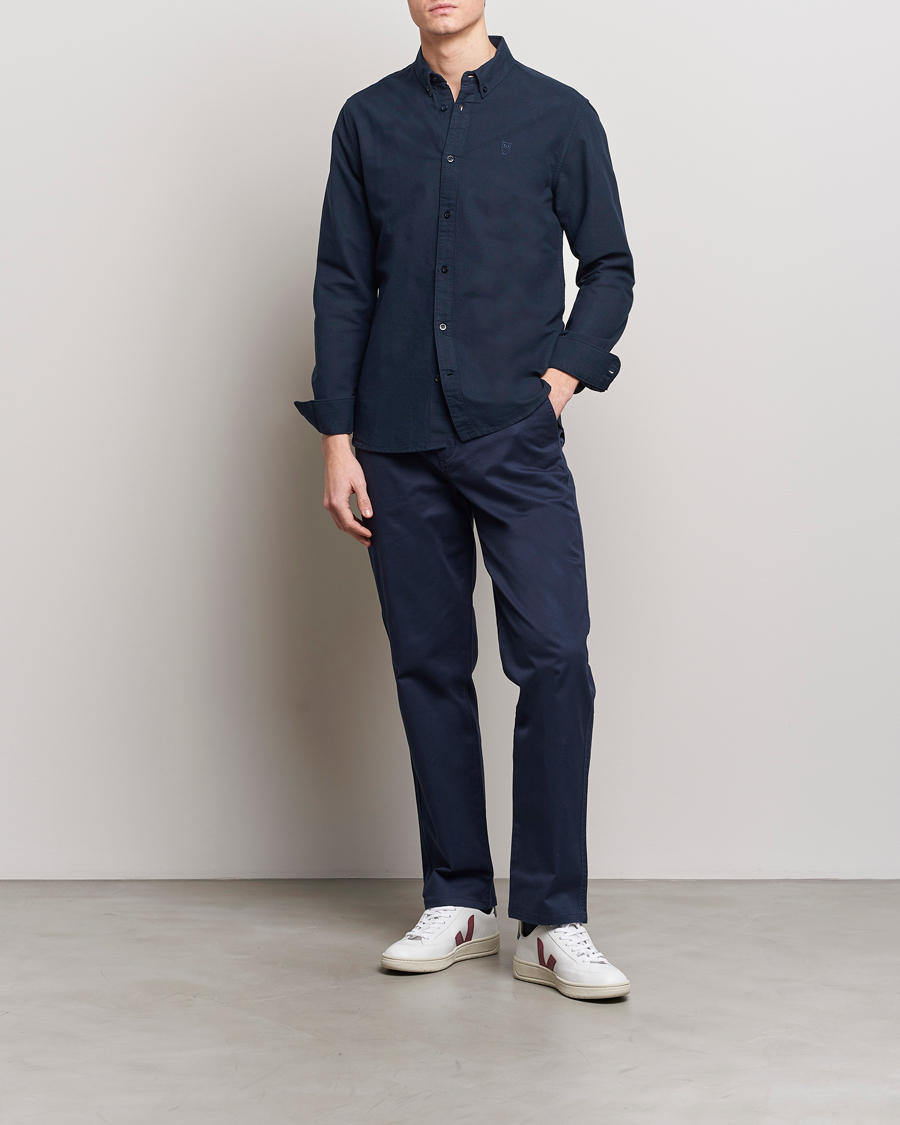 Heren | Overhemden | KnowledgeCotton Apparel | Harald Small Owl Regular Oxford Shirt Total Eclipse