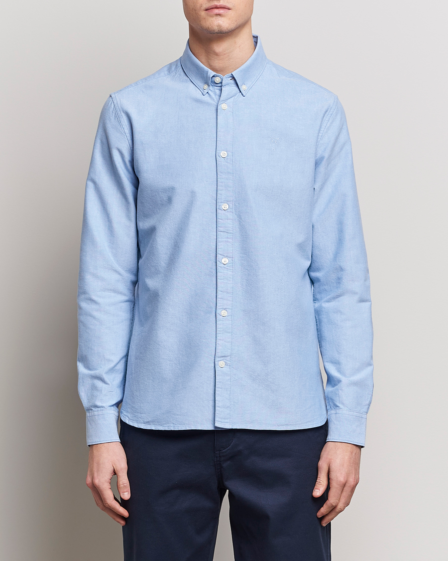 Heren |  | KnowledgeCotton Apparel | Harald Small Owl Regular Oxford Shirt Lapis Blue