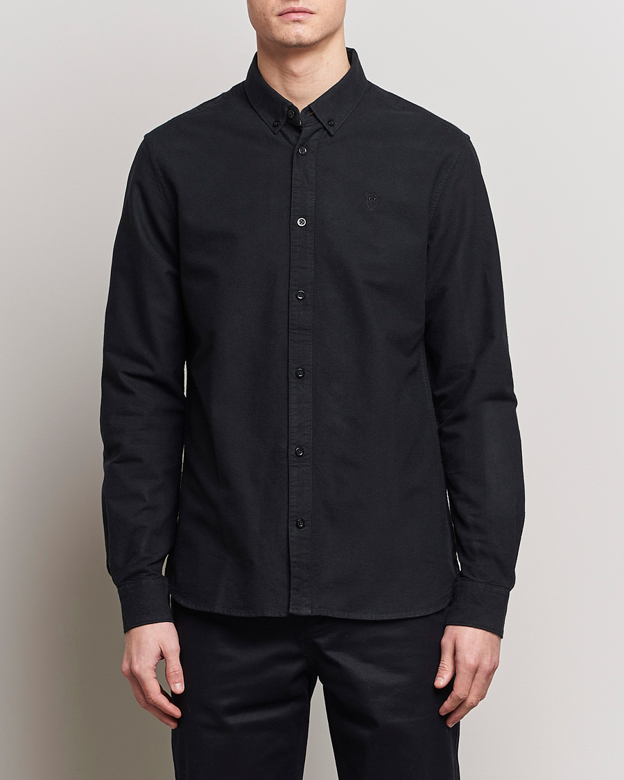 Heren | Kleding | KnowledgeCotton Apparel | Harald Small Owl Regular Oxford Shirt Jet Black