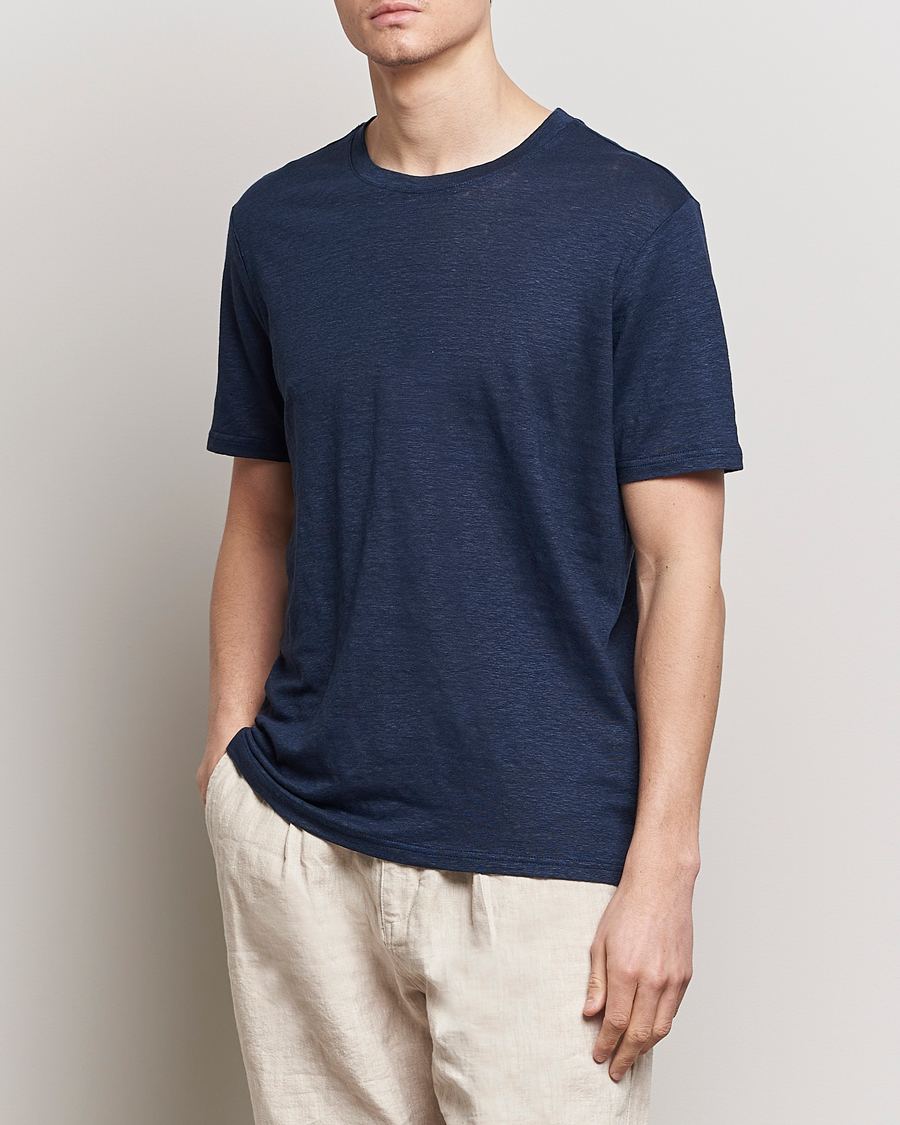 Heren | T-shirts | KnowledgeCotton Apparel | Organic Linen T-Shirt Total Eclipse