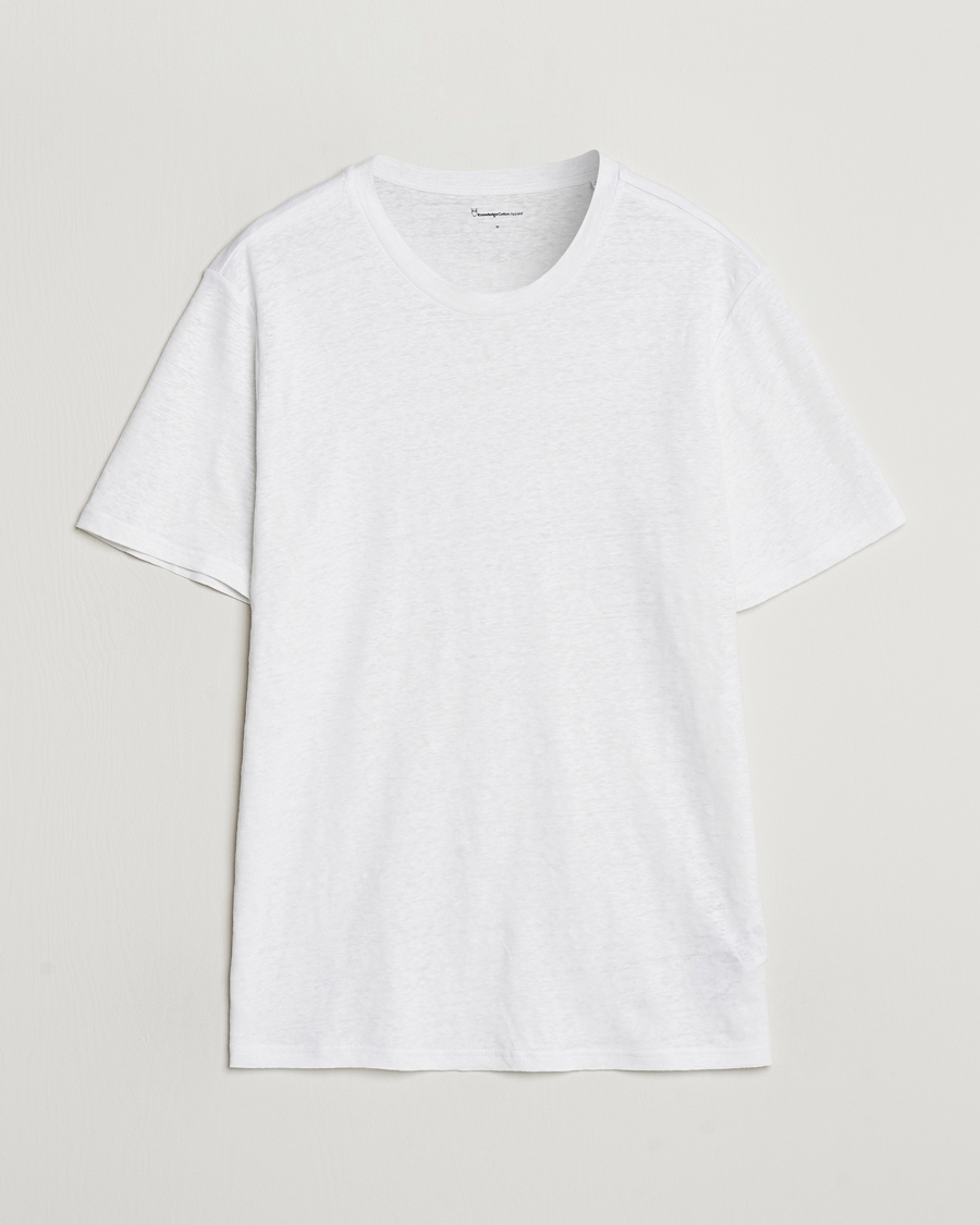Heren | T-shirts | KnowledgeCotton Apparel | Organic Linen T-Shirt Bright White
