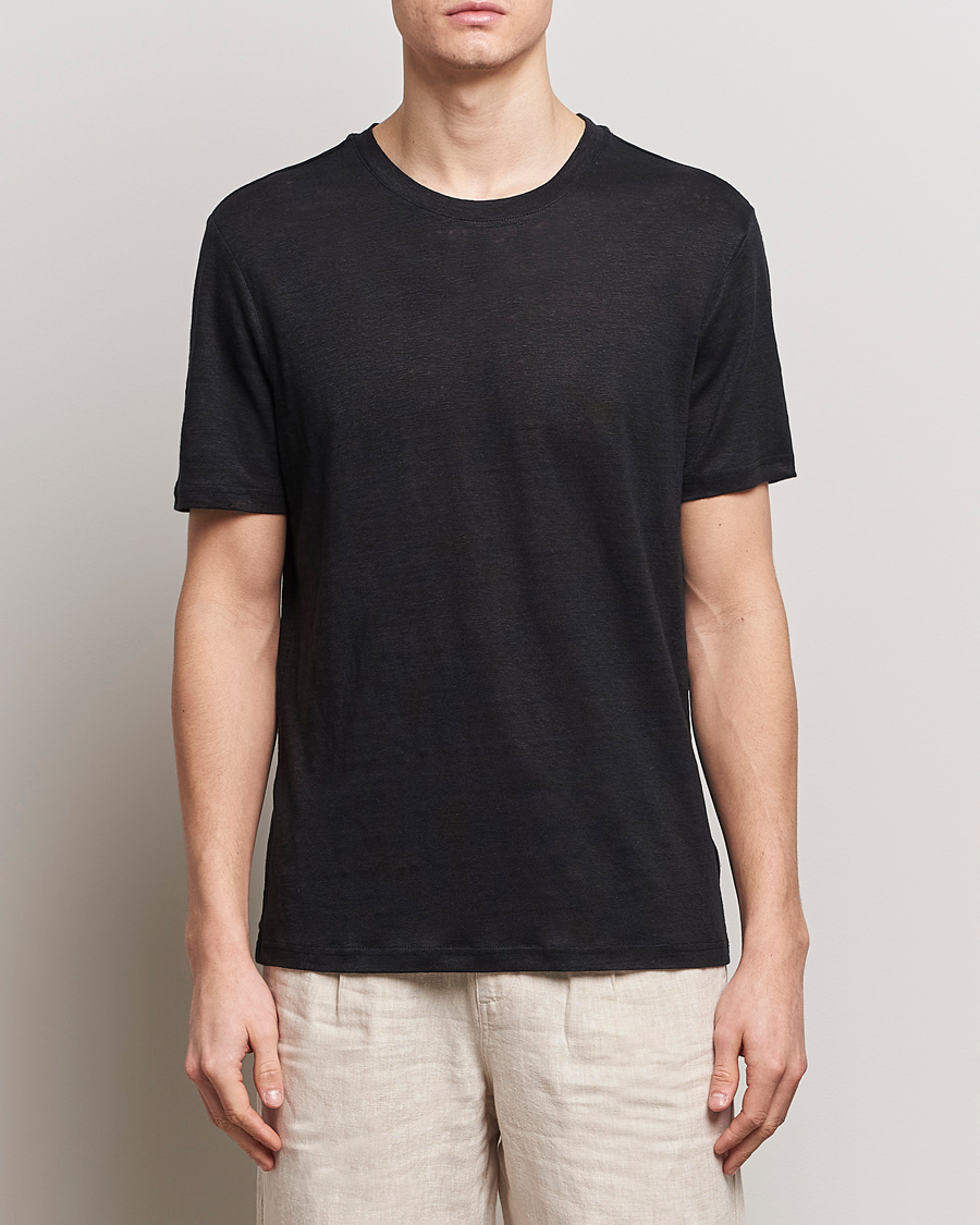 Heren | KnowledgeCotton Apparel | KnowledgeCotton Apparel | Organic Linen T-Shirt Jet Black