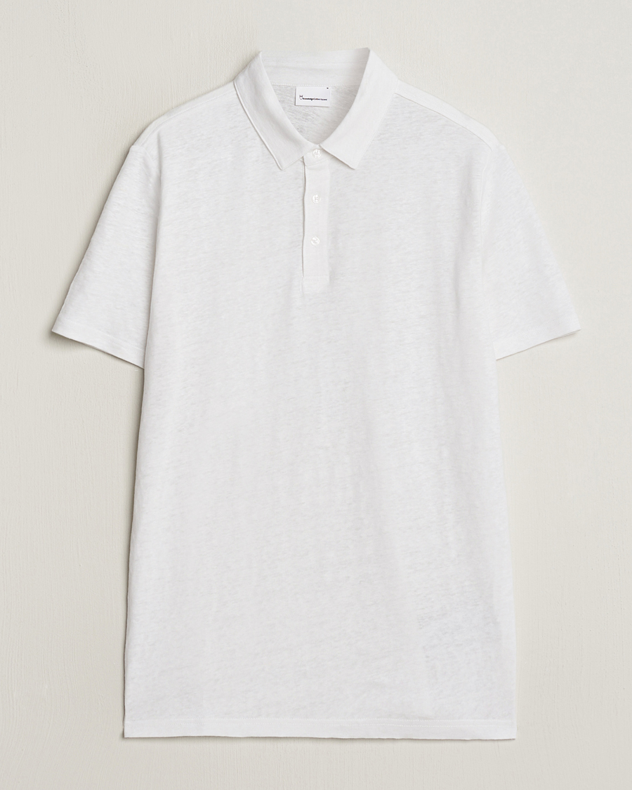 Heren | Polo's | KnowledgeCotton Apparel | Regular Linen Polo Bright White