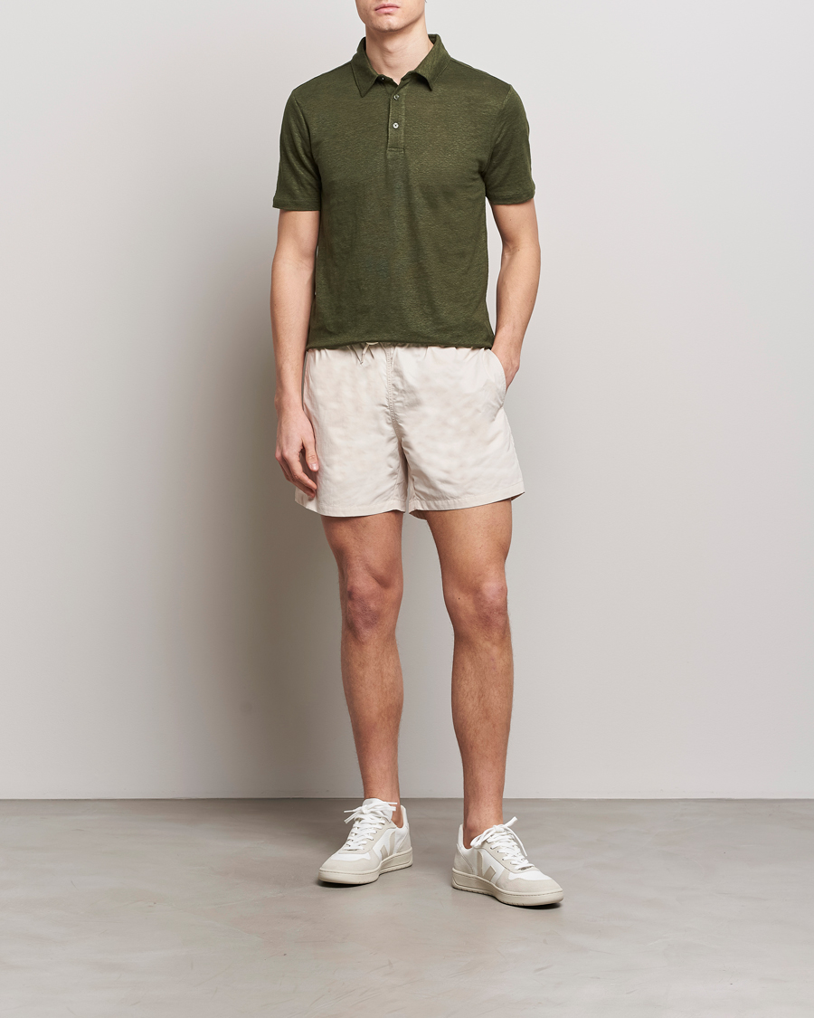 Heren | Polo's | KnowledgeCotton Apparel | Regular Linen Polo Forest Night