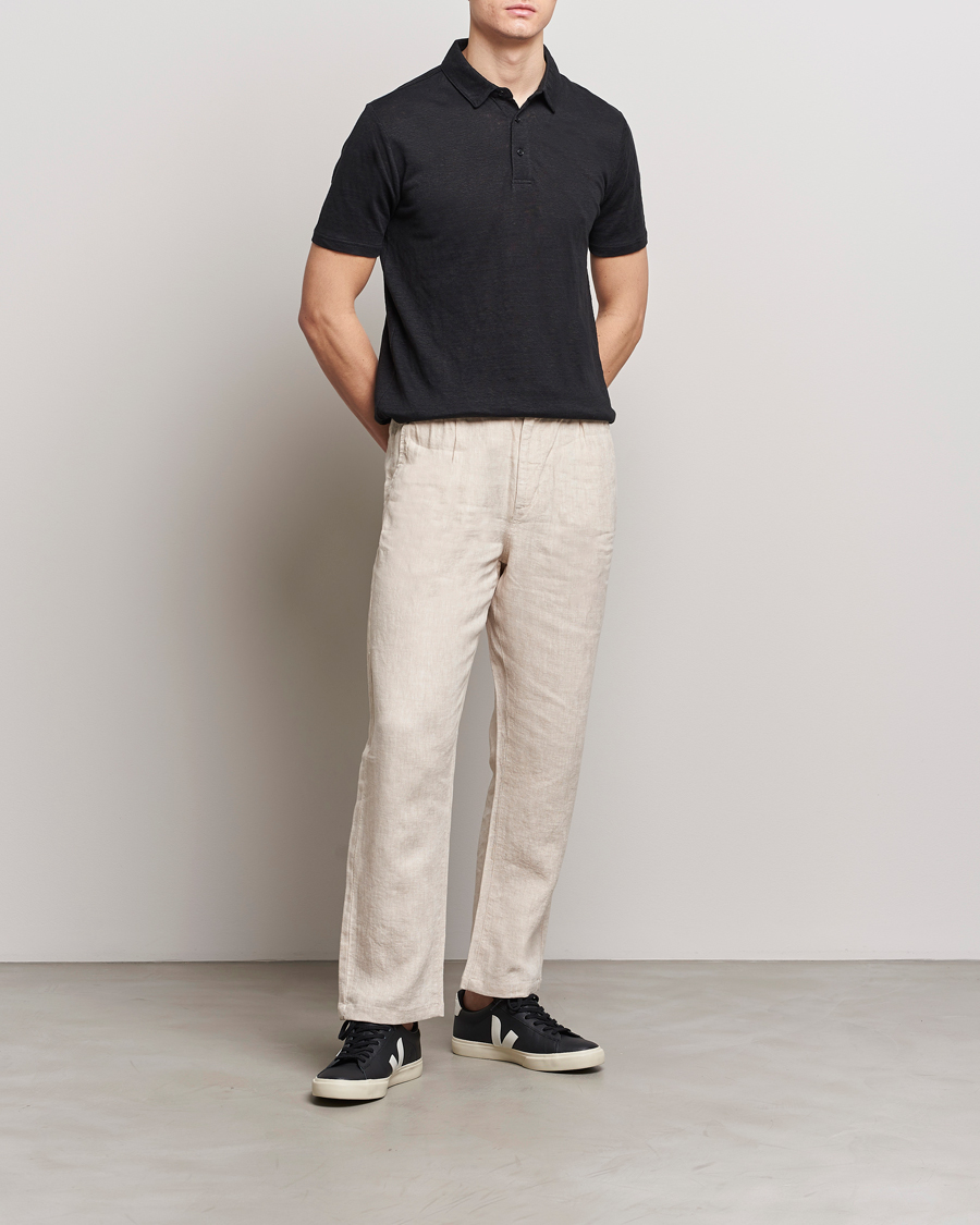 Heren | Polo's | KnowledgeCotton Apparel | Regular Linen Polo Black