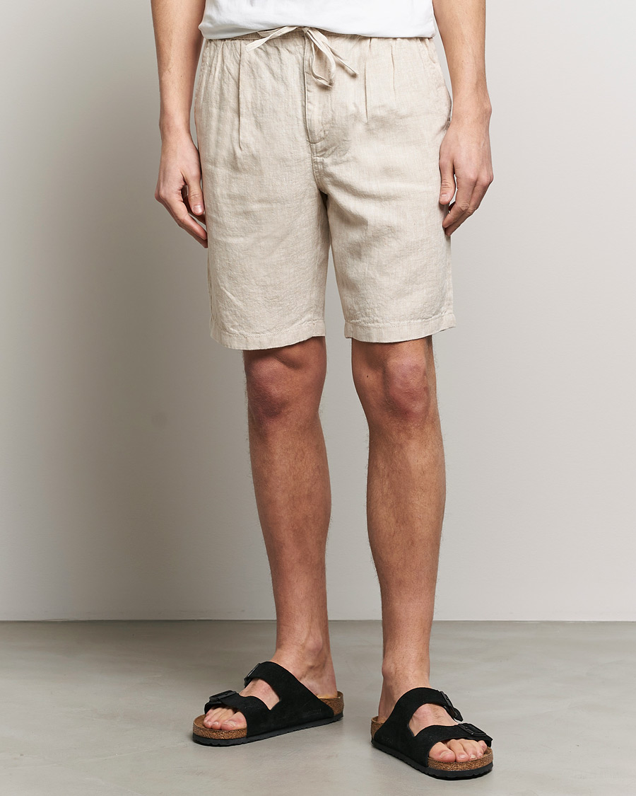 Heren | Linnen shorts | KnowledgeCotton Apparel | Loose Linen Shorts Light Feather Gray