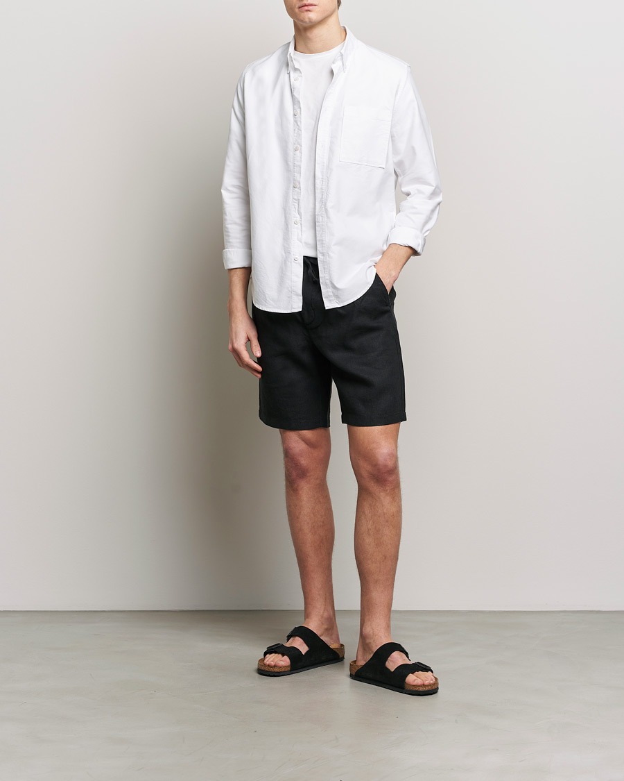 Heren | Korte broek | KnowledgeCotton Apparel | Loose Linen Shorts Jet Black