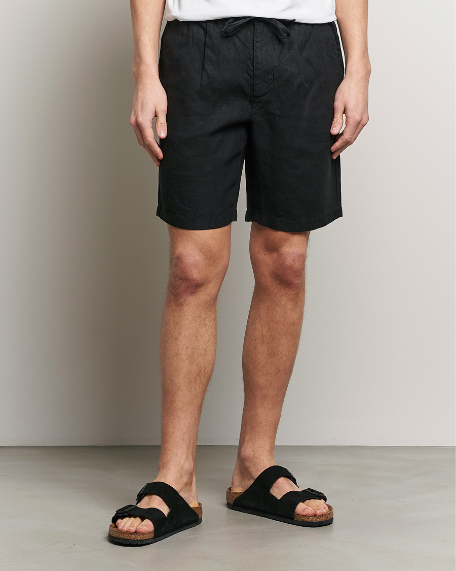 Heren | Linnen shorts | KnowledgeCotton Apparel | Loose Linen Shorts Jet Black