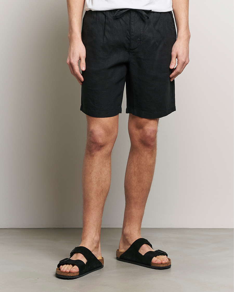 Heren | KnowledgeCotton Apparel | KnowledgeCotton Apparel | Loose Linen Shorts Jet Black