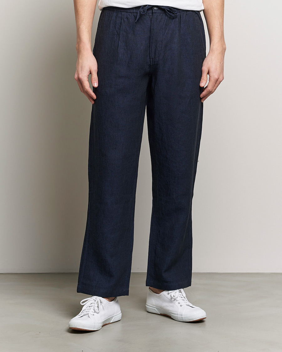 Heren | Linnen broeken | KnowledgeCotton Apparel | Loose Linen Pants Total Eclipse