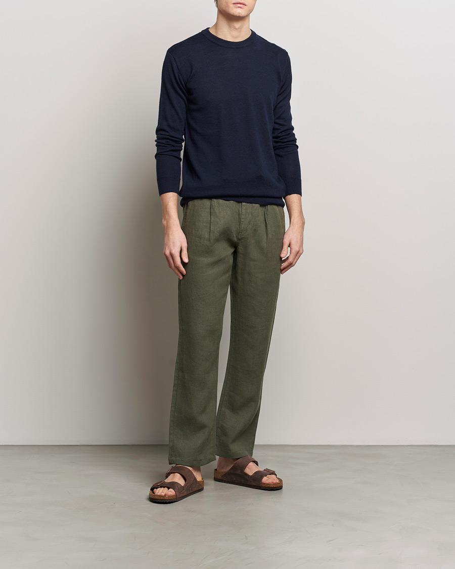 Heren | Broeken | KnowledgeCotton Apparel | Loose Linen Pants Burnt Olive