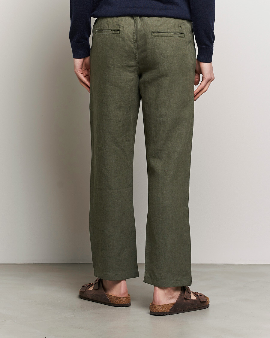 Heren | Broeken | KnowledgeCotton Apparel | Loose Linen Pants Burnt Olive