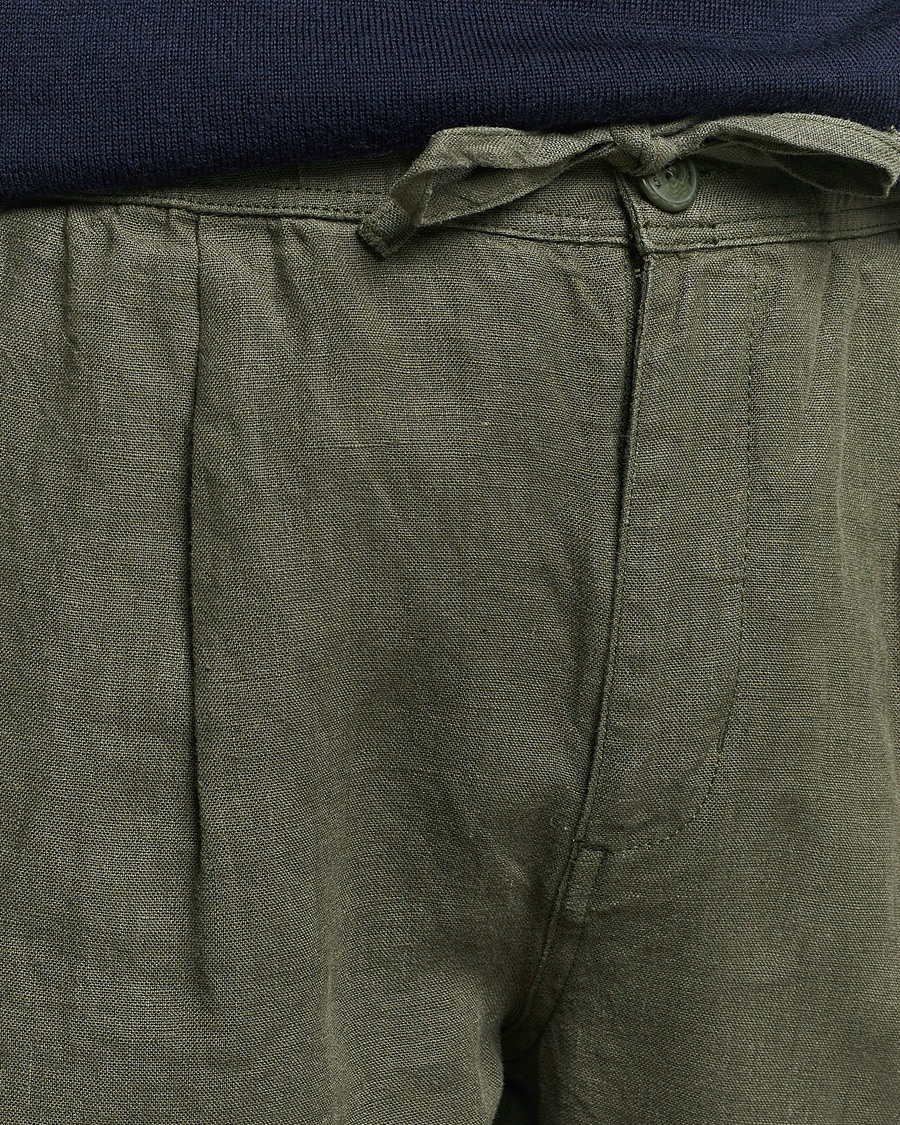 Heren | Broeken | KnowledgeCotton Apparel | Loose Linen Pants Burnt Olive