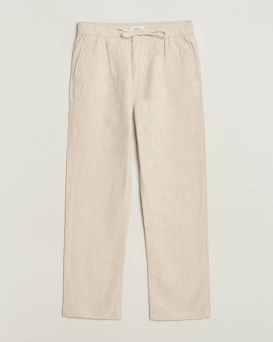 Heren | Broeken | KnowledgeCotton Apparel | Loose Linen Pants Light Feather Grey