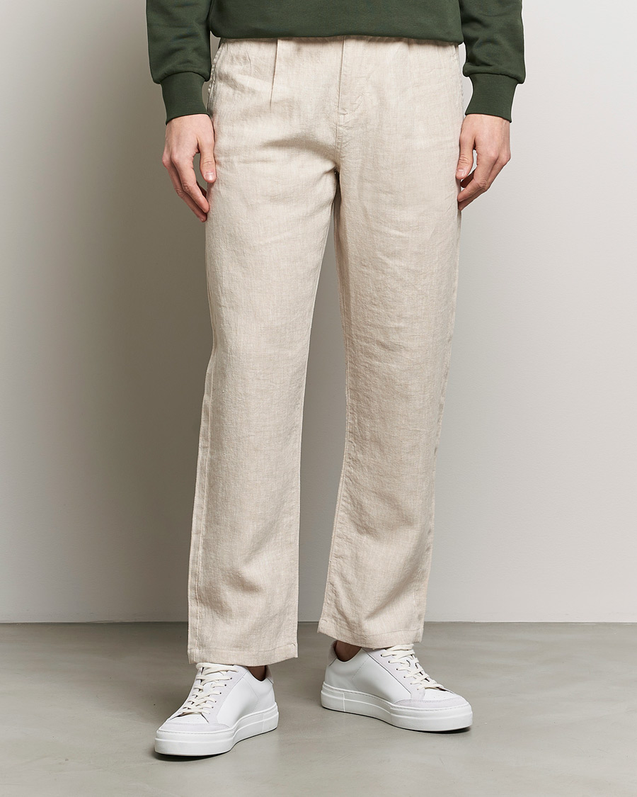 Heren | Broeken | KnowledgeCotton Apparel | Loose Linen Pants Light Feather Grey