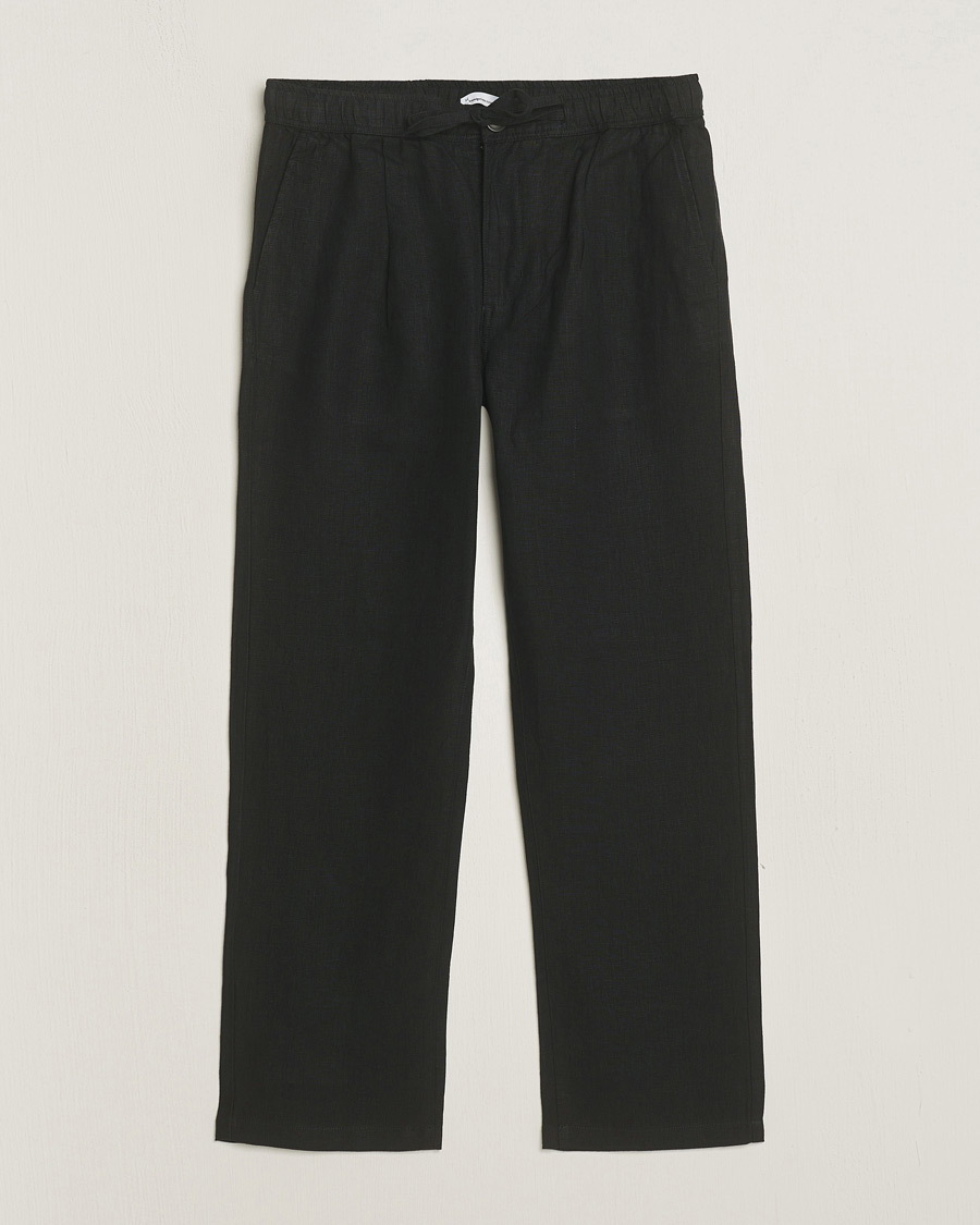 Heren | Broeken | KnowledgeCotton Apparel | Loose Linen Pants Black