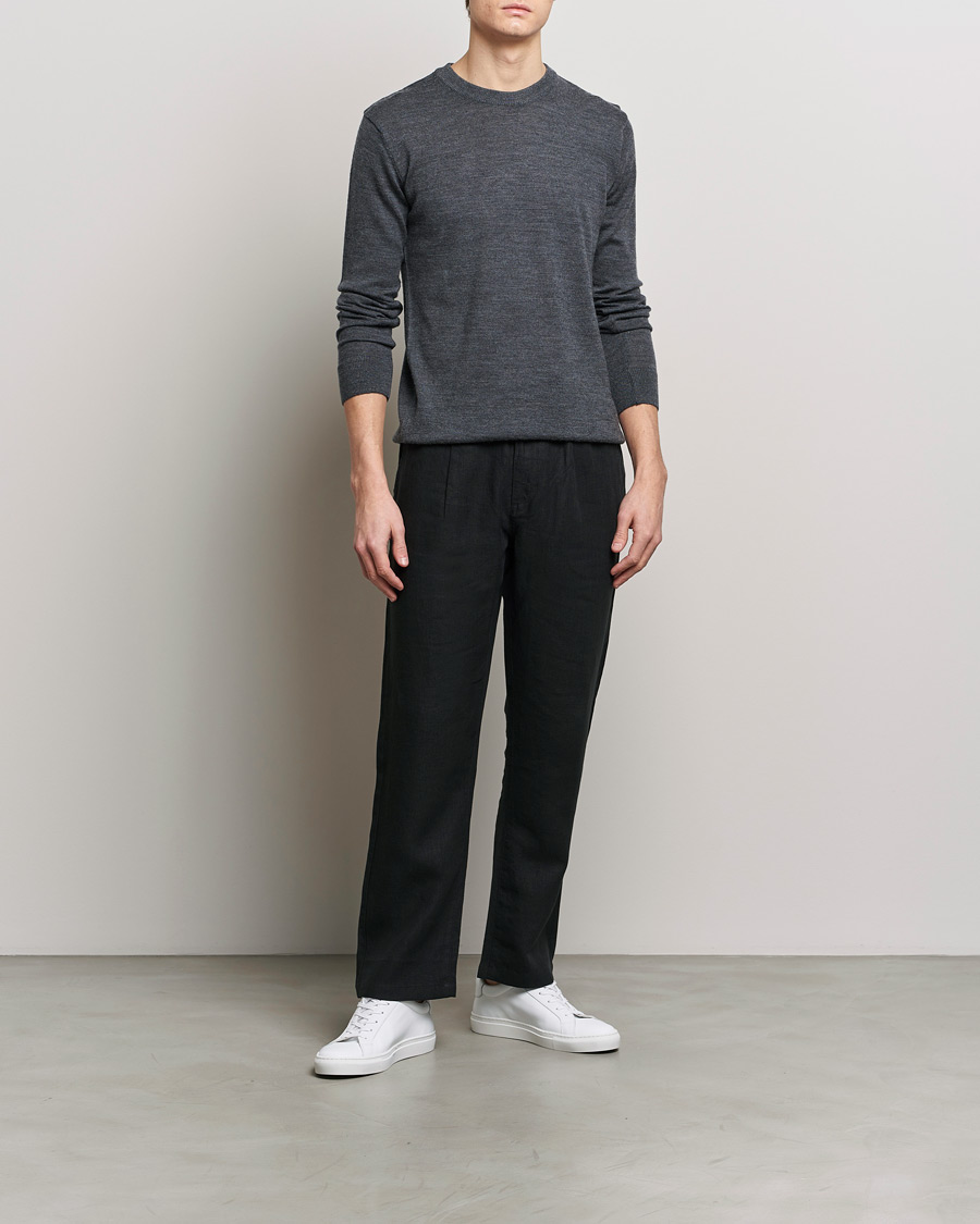 Heren | Broeken | KnowledgeCotton Apparel | Loose Linen Pants Black