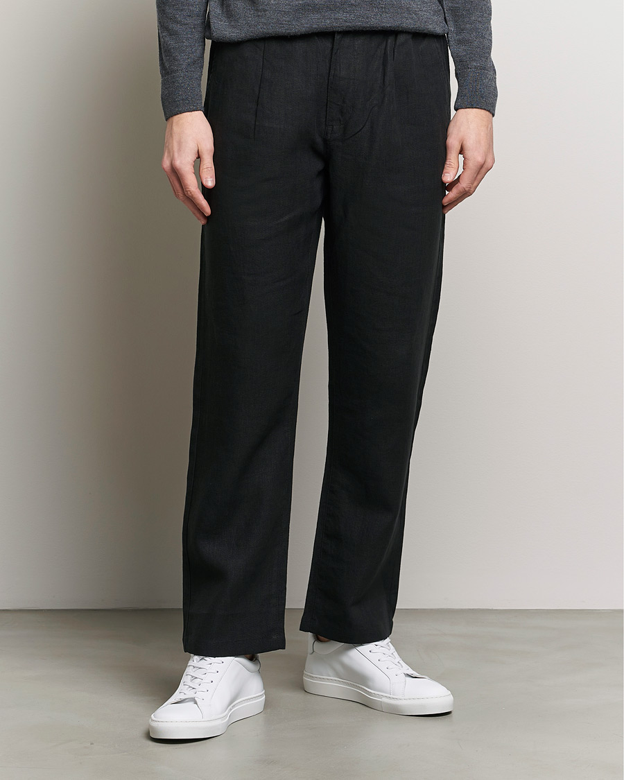 Heren |  | KnowledgeCotton Apparel | Loose Linen Pants Jet Black