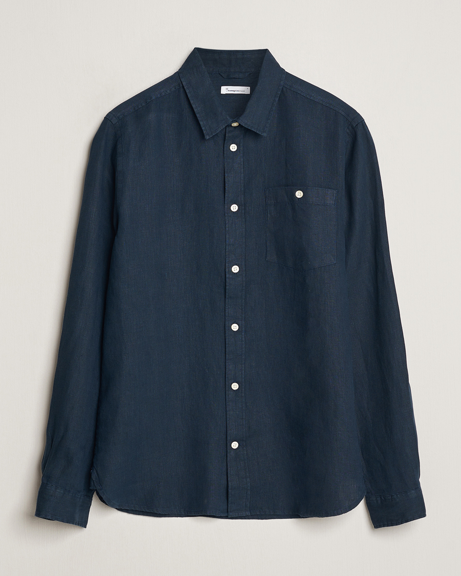 Heren | Overhemden | KnowledgeCotton Apparel | Regular Linen Shirt Total Eclipse