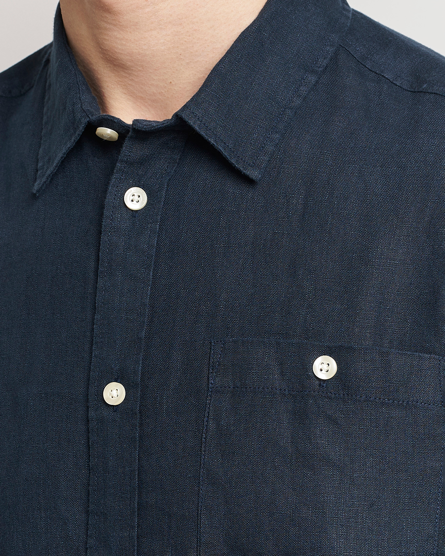 Heren | Overhemden | KnowledgeCotton Apparel | Regular Linen Shirt Total Eclipse