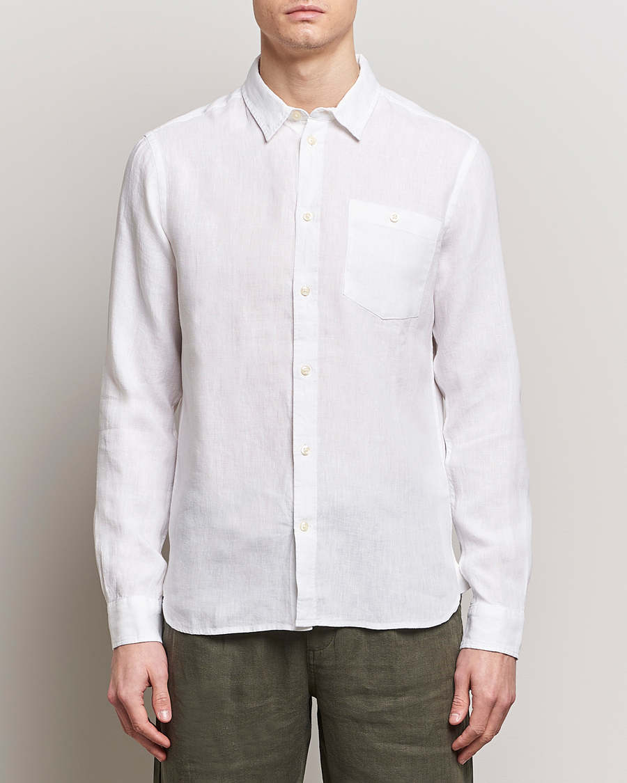 Heren | Kleding | KnowledgeCotton Apparel | Regular Linen Shirt Bright White