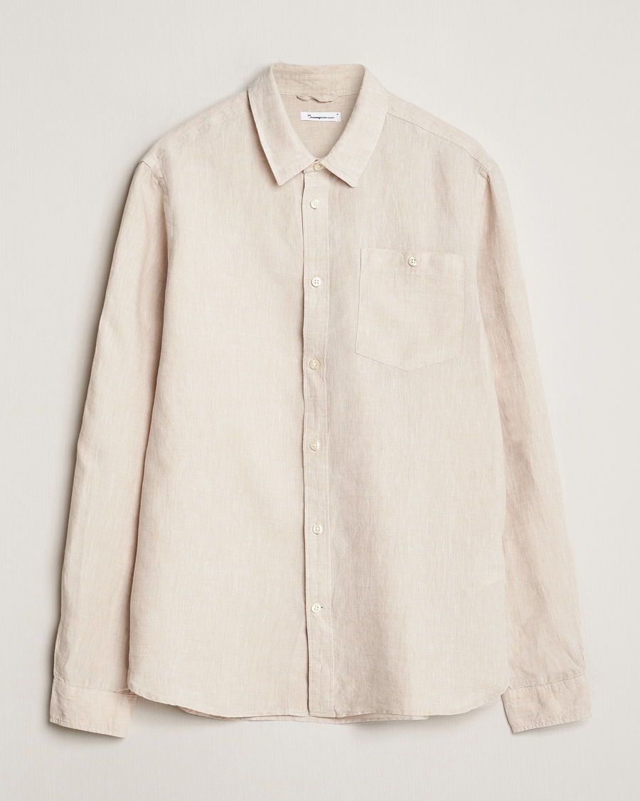 Heren | Overhemden | KnowledgeCotton Apparel | Regular Linen Shirt Light Feather Grey