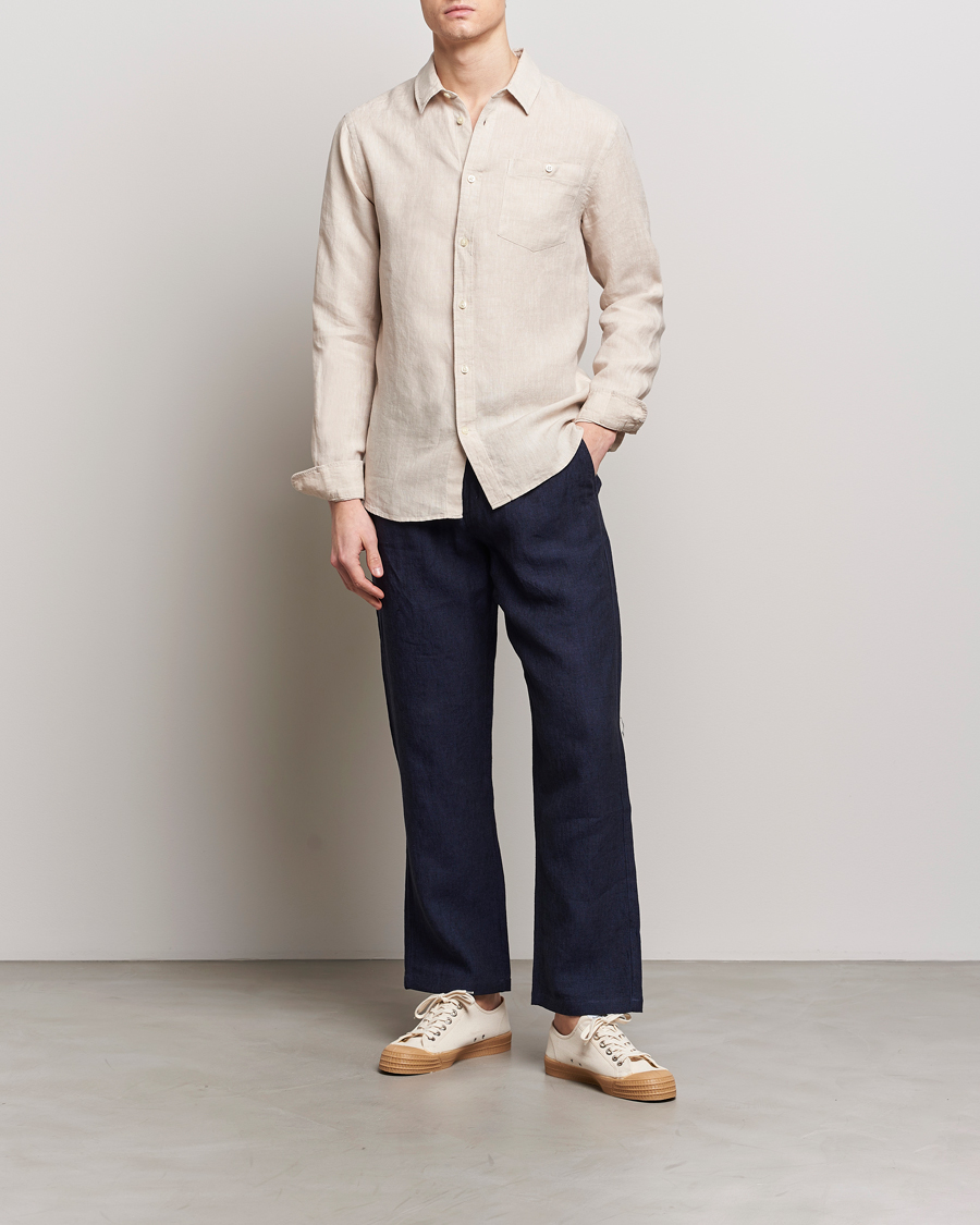 Heren | Overhemden | KnowledgeCotton Apparel | Regular Linen Shirt Light Feather Grey