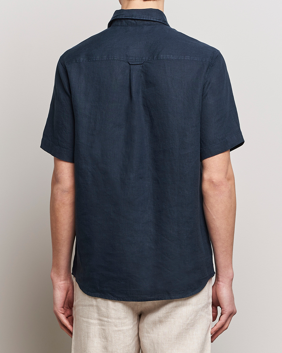 Heren | Overhemden | KnowledgeCotton Apparel | Regular Short Sleeve Linen Shirt Total Eclipse
