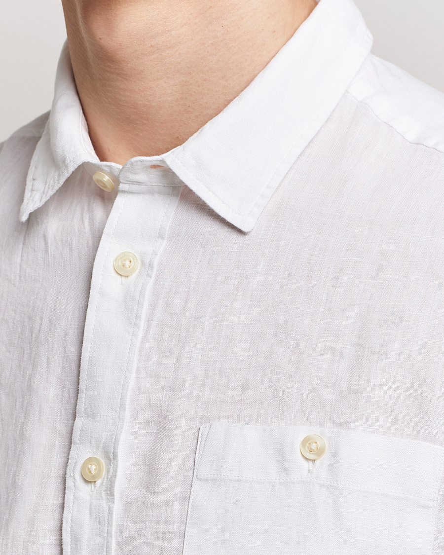 Heren | Overhemden | KnowledgeCotton Apparel | Regular Short Sleeve Linen Shirt Bright White