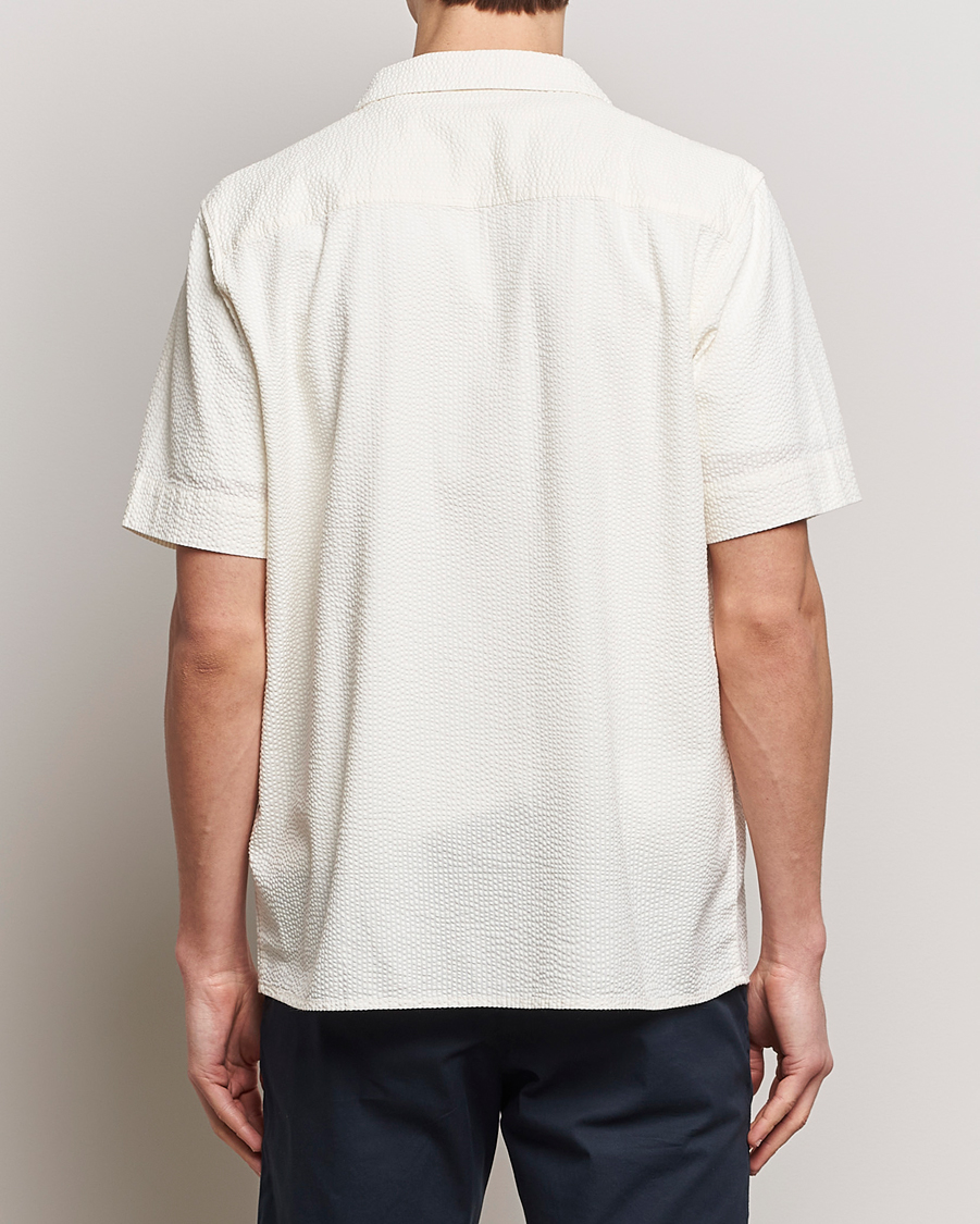 Heren | Overhemden | KnowledgeCotton Apparel | Short Sleeve Seersucker Shirt Egret