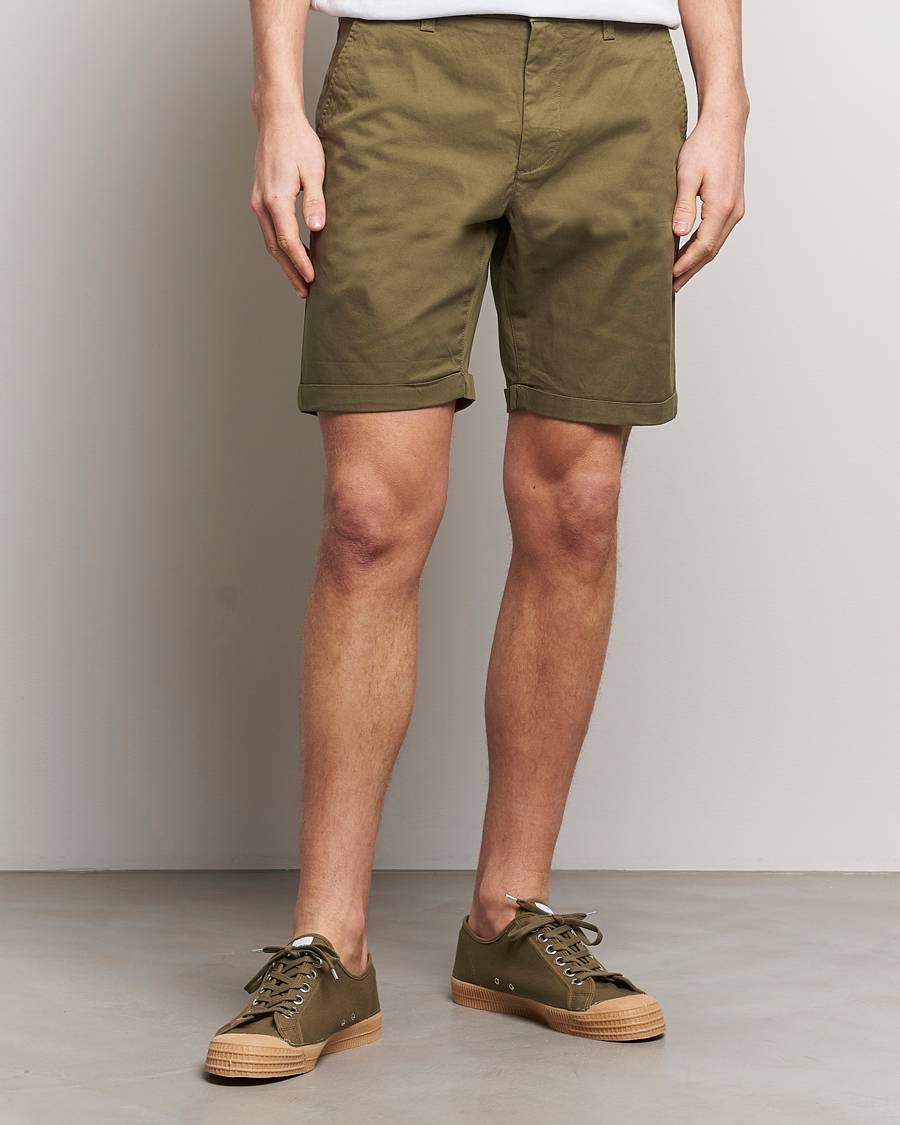 Heren | Chino-shorts | KnowledgeCotton Apparel | Regular Chino Poplin Shorts Burned Olive