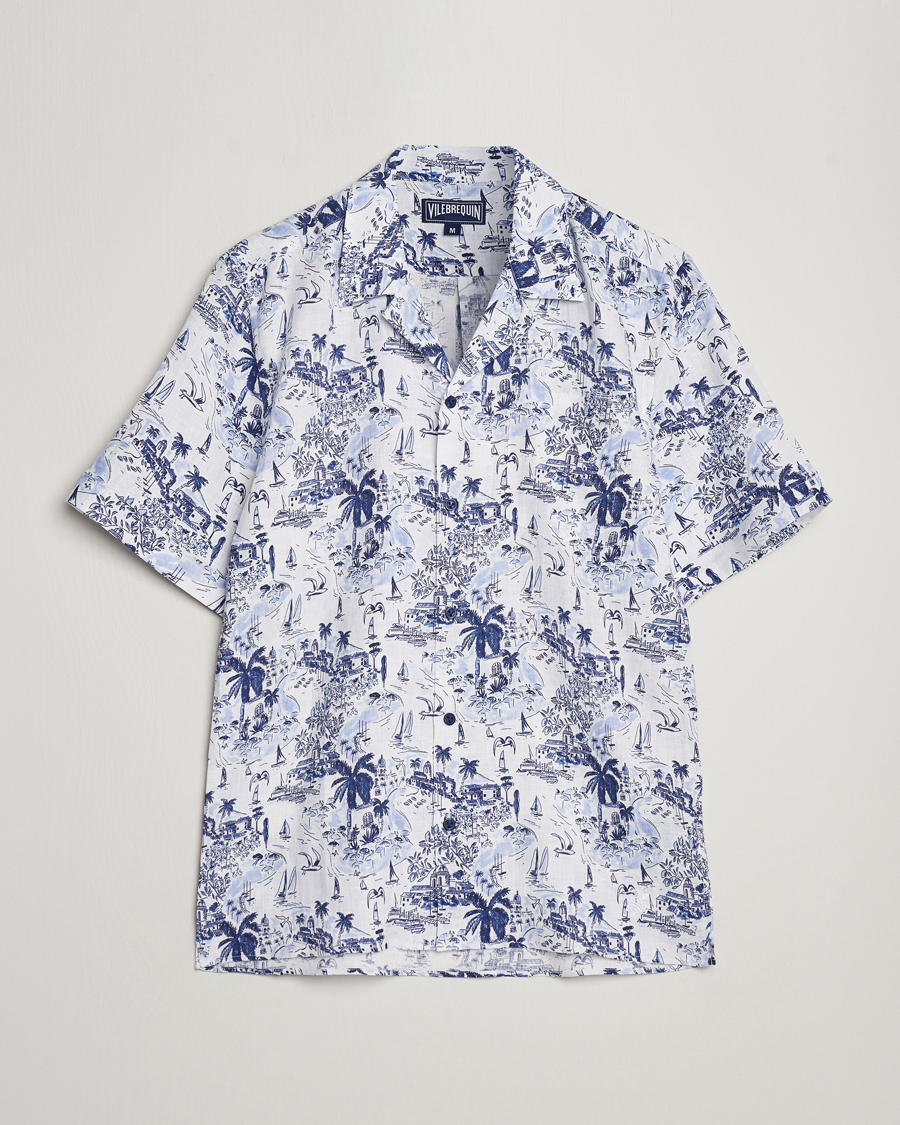 Heren | Overhemden | Vilebrequin | Charli Riviera Linen Short Sleeve Shirt Encre