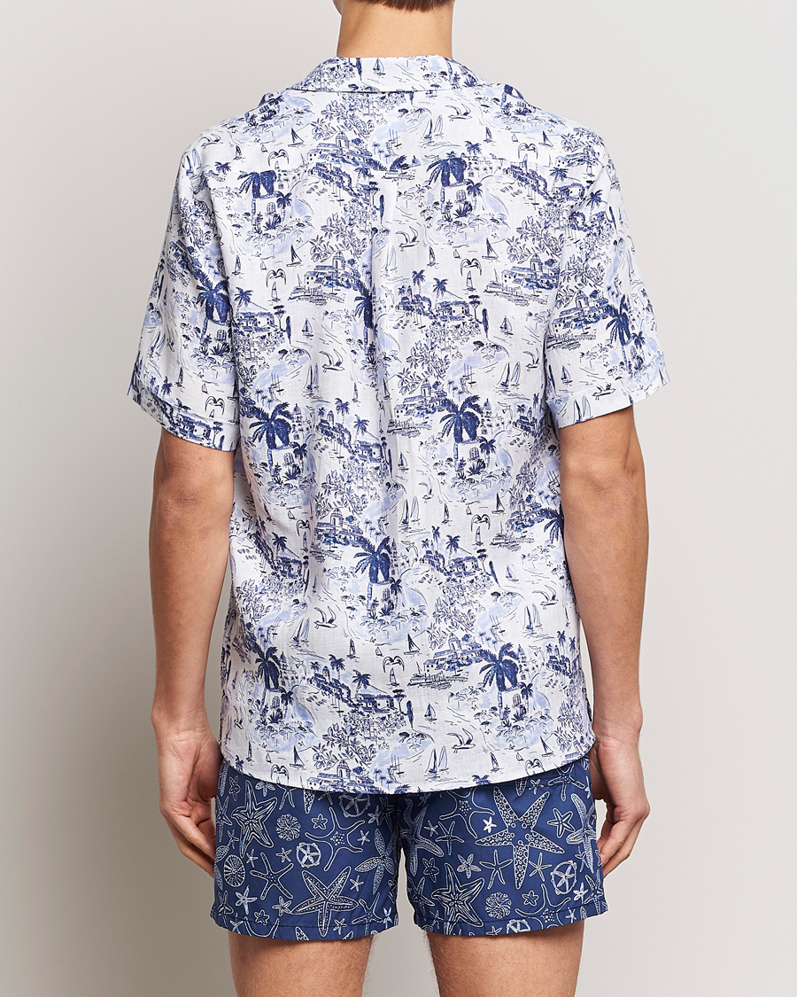 Heren | Overhemden | Vilebrequin | Charli Riviera Linen Short Sleeve Shirt Encre