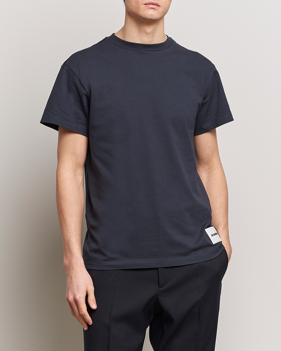 Heren | Zwarte T-shirts | Jil Sander | 3-Pack Bottom Logo T-Shirts White/Navy/Black