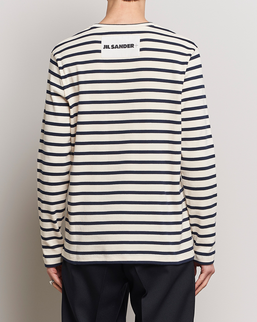 Heren | T-shirts | Jil Sander | Long Sleeve Rib Cotton T-Shirt Marine Stripes