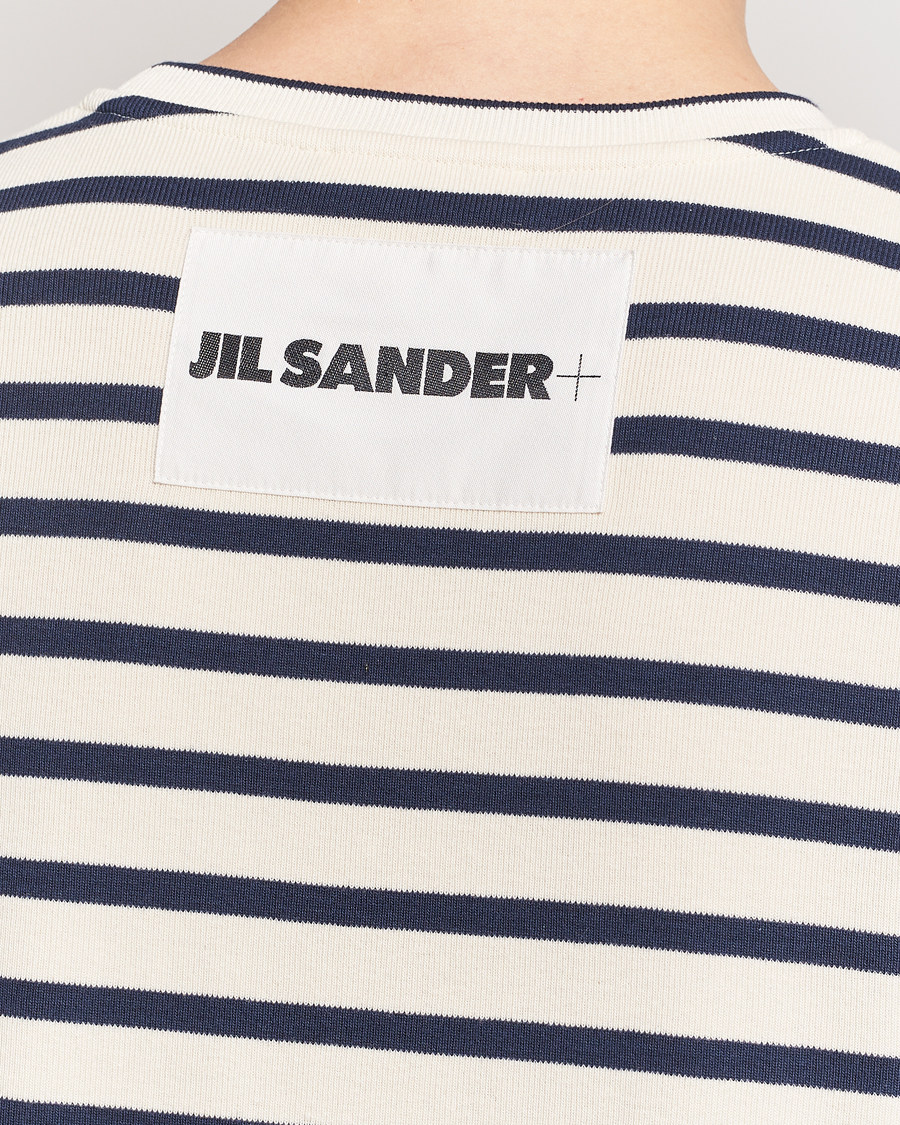 Heren | T-shirts | Jil Sander | Long Sleeve Rib Cotton T-Shirt Marine Stripes