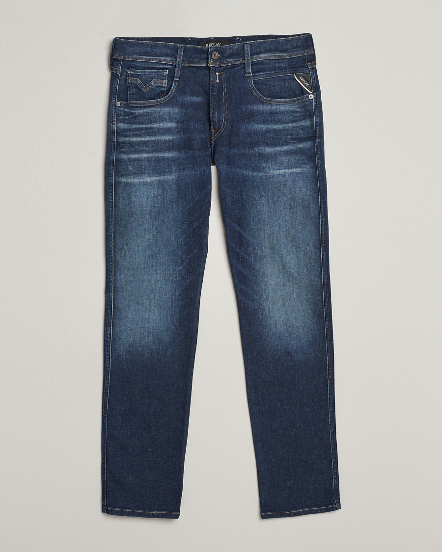 Heren | Jeans | Replay | Anbass Hyperflex Dust Wash Jeans Dark Blue