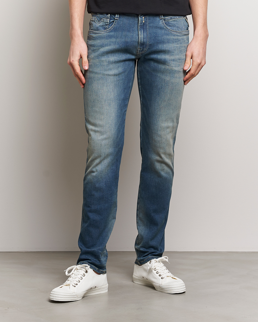 Heren | Blauwe jeans | Replay | Anbass Hyperflex Dust Wash Jeans Medium Blue