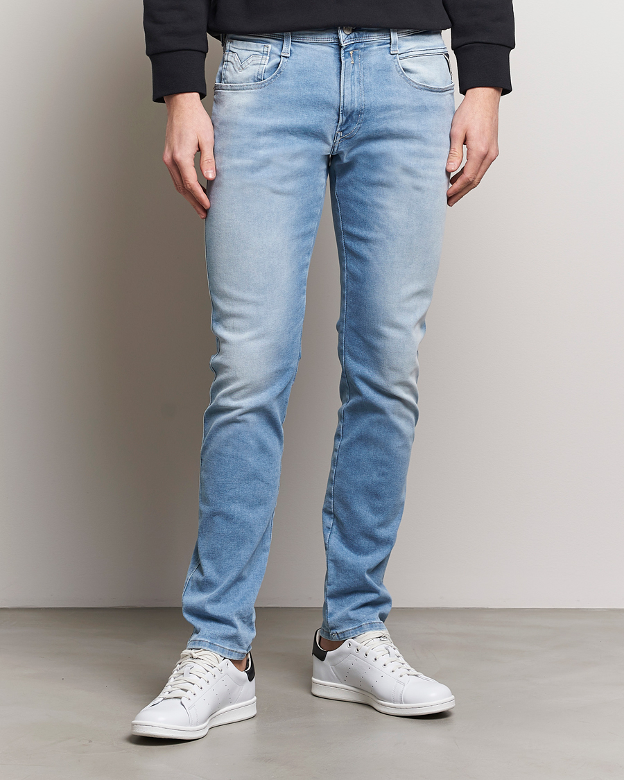 Heren | Blauwe jeans | Replay | Anbass Hyperflex Re-Used Jeans Medium Blue