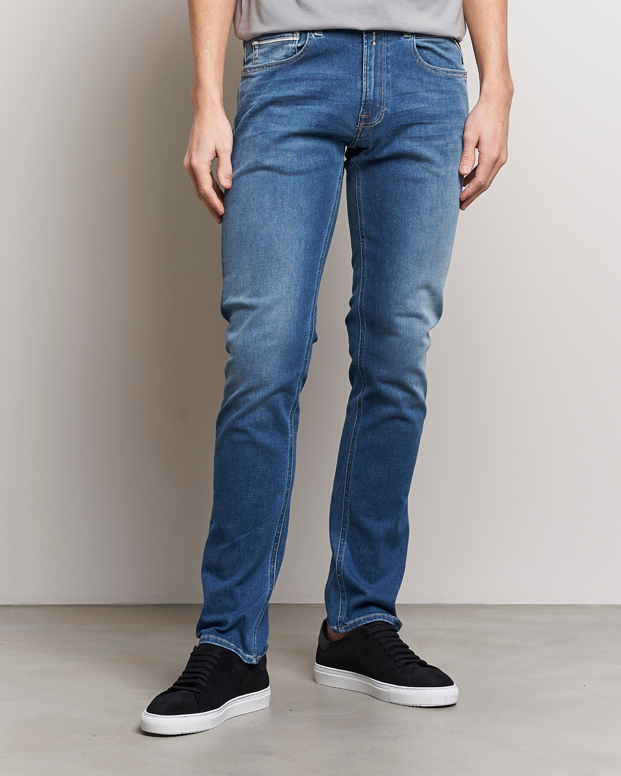 Heren | Blauwe jeans | Replay | Grover Straight Fit Hyperflex Jeans Medium Blue