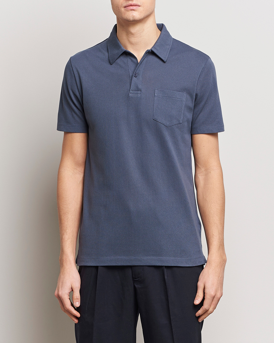 Heren |  | Sunspel | Riviera Polo Shirt Slate Blue