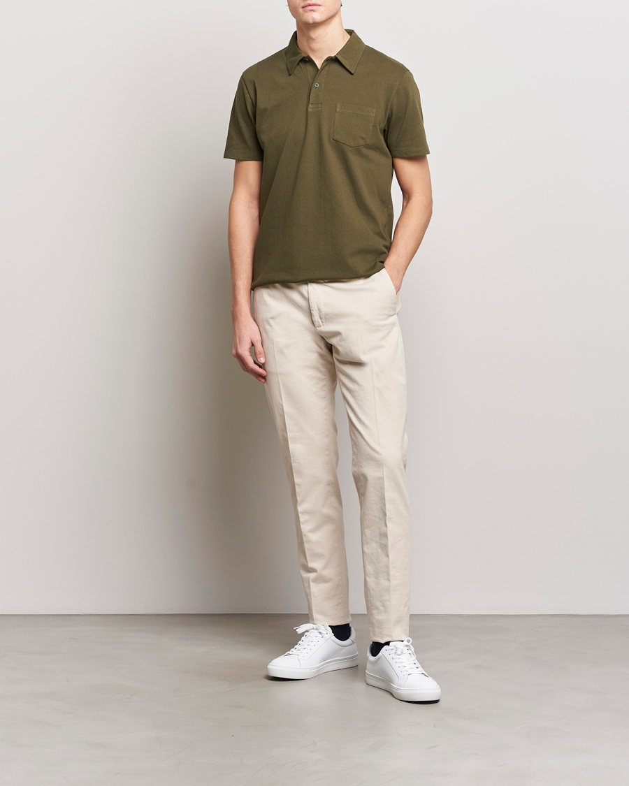 Heren | Polo's | Sunspel | Riviera Polo Shirt Dark Olive