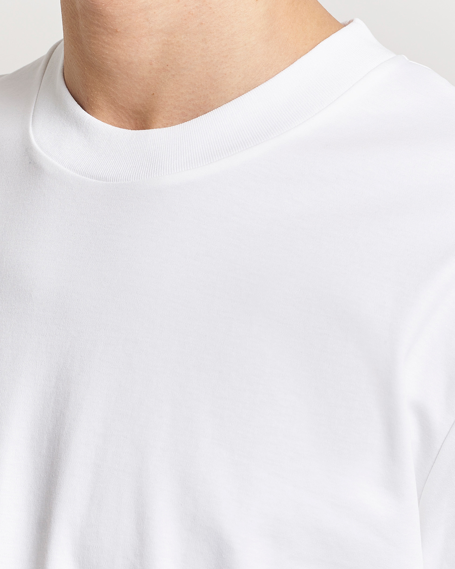 Heren | T-shirts | Sunspel | Heavyweight Mock Neck T-Shirt White