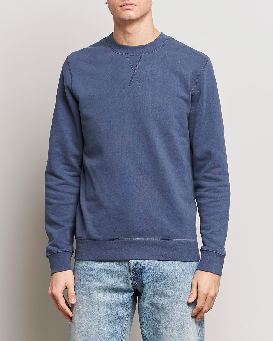 Heren | Sweatshirts | Sunspel | Loopback Sweatshirt Slate Blue