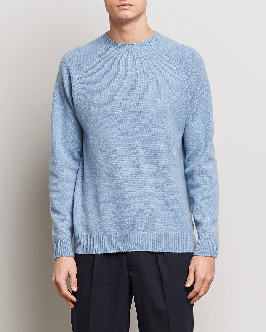 Heren | Afdelingen | Sunspel | Lambswool Crew Neck Sky Blue